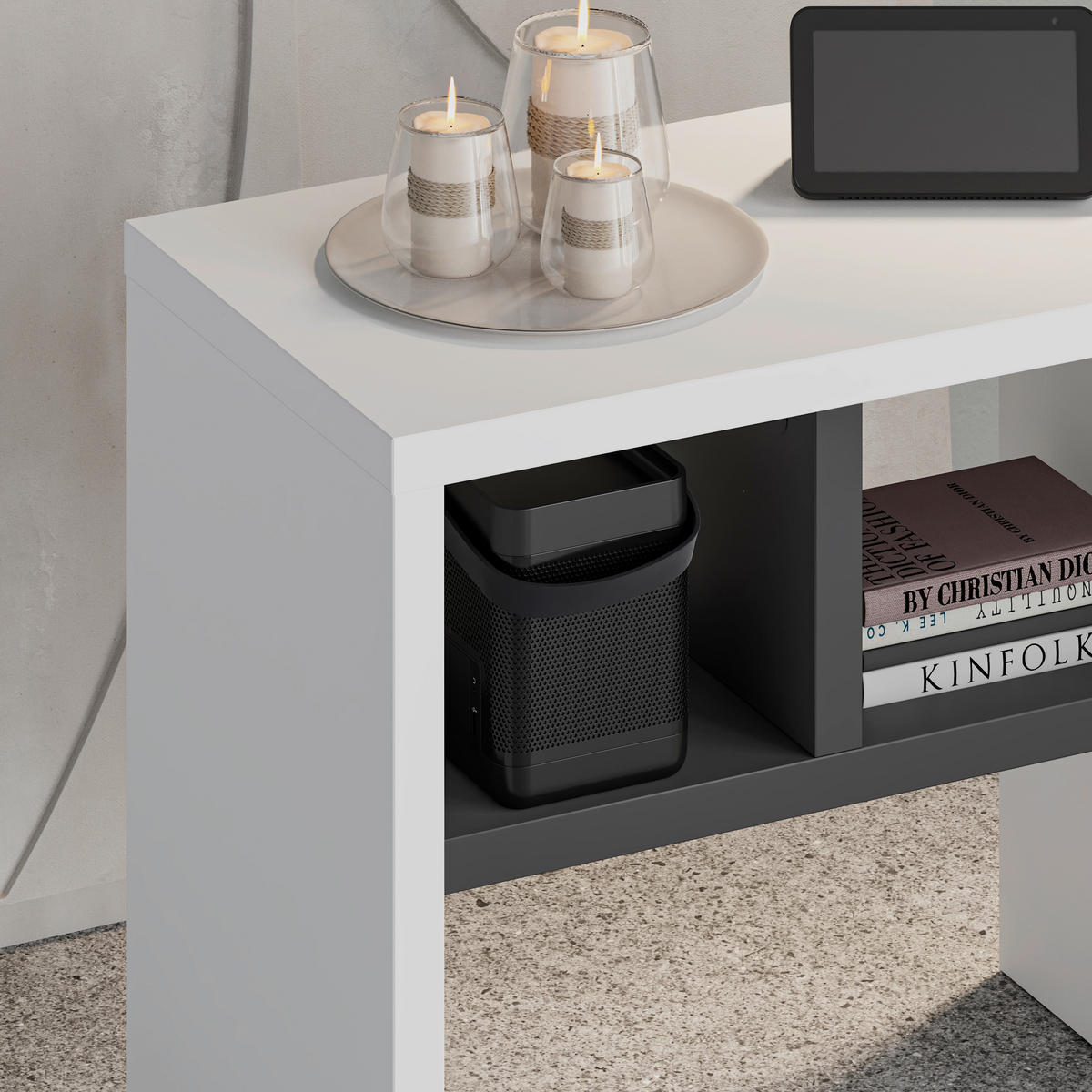 BEISTELLTISCH in Holzwerkstoff 50/29,5/45 cm  - Anthrazit/Weiß, Design, Holzwerkstoff (50/29,5/45cm) - Livetastic