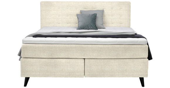 BOXSPRINGBETT 160/200 cm  in Creme  - Creme/Schwarz, KONVENTIONELL, Holz/Textil (160/200cm) - Voleo