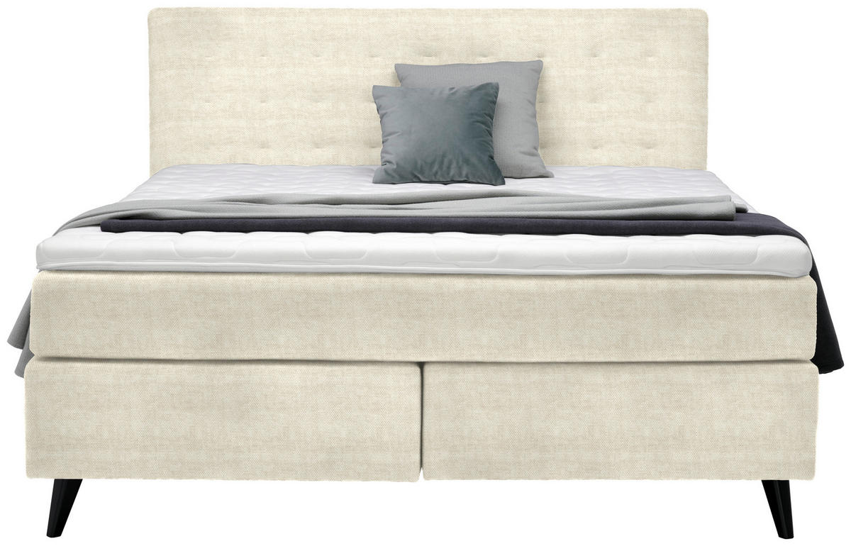 BOXSPRINGBETT 180/200 cm  in Creme  - Creme/Schwarz, Konventionell, Holz/Textil (180/200cm) - Voleo