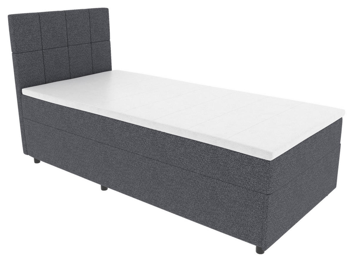BOXBETT 90/200 cm,  in Blau, Matratze, Topper, Bettschublade, H3 = fest  - Blau/Schwarz, KONVENTIONELL, Kunststoff/Textil (90/200cm) - Boxxx