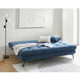 SCHLAFSOFA  mit Samt Dunkelblau  - Schwarz/Dunkelblau, Design, Textil/Metall (205/79-96/95cm) - Novel