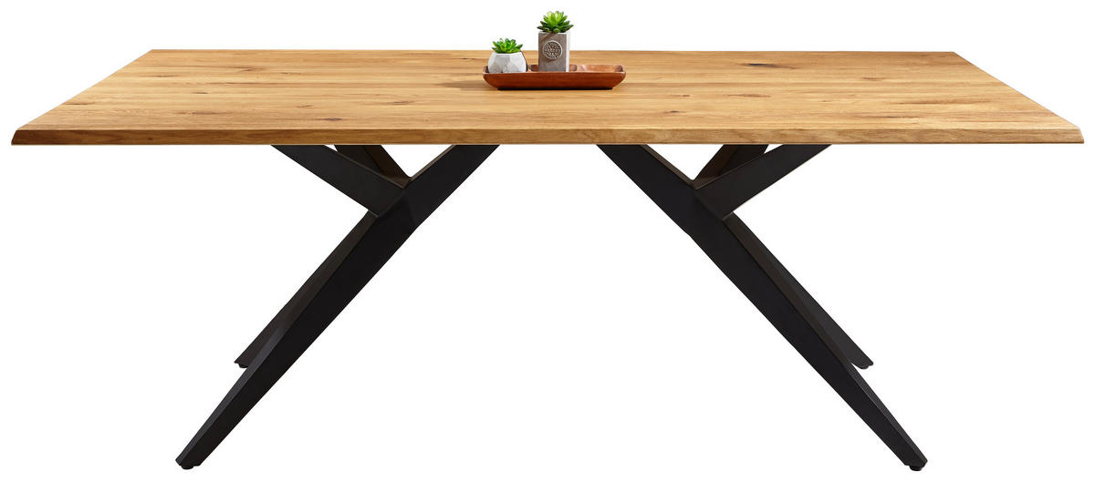 ESSTISCH in Holz 220/100/76 cm  - Eichefarben/Schwarz, Design, Holz/Metall (220/100/76cm) - Musterring