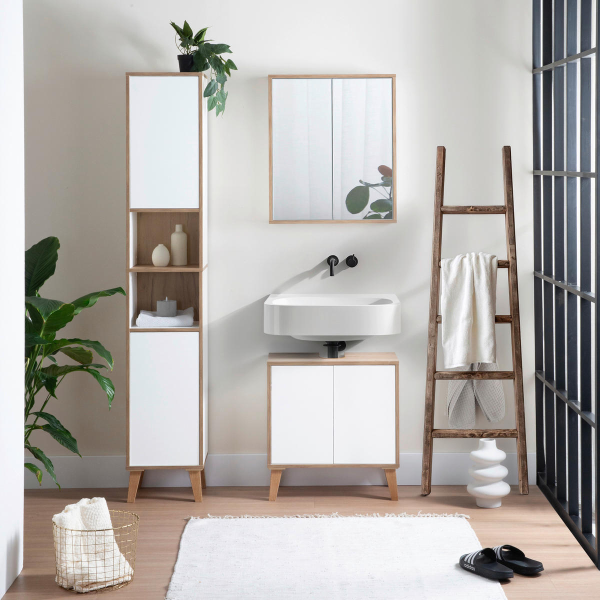 WASCHBECKENUNTERSCHRANK 60/63/32,5 cm  - Weiß/Eiche Artisan, MODERN, Holzwerkstoff/Kunststoff (60/63/32,5cm) - MID.YOU