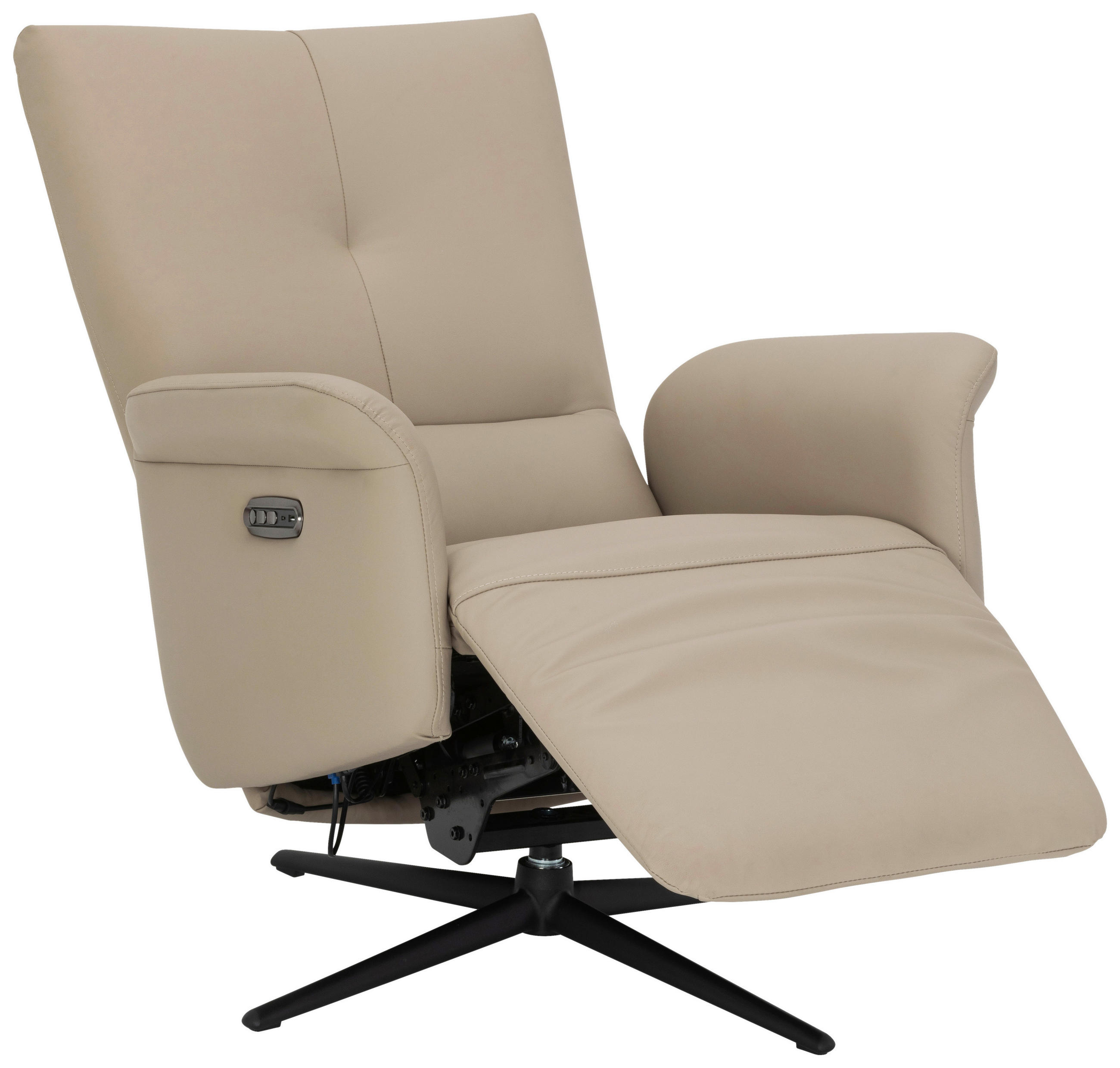 RELAXSESSEL Lederlook Echtleder    - Beige/Schwarz, KONVENTIONELL, Leder/Textil (75/111/90cm) - Livetastic