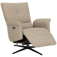 RELAXSESSEL Lederlook Echtleder    - Beige/Schwarz, KONVENTIONELL, Leder/Textil (75/111/90cm) - Livetastic