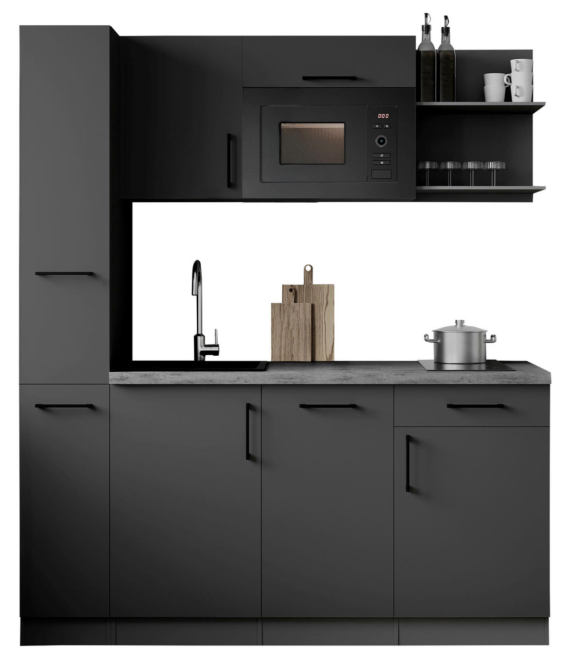 MODULKÖK 175 cm   i grå  - grå, Trend, metall/trämaterial (175cm) - Respekta