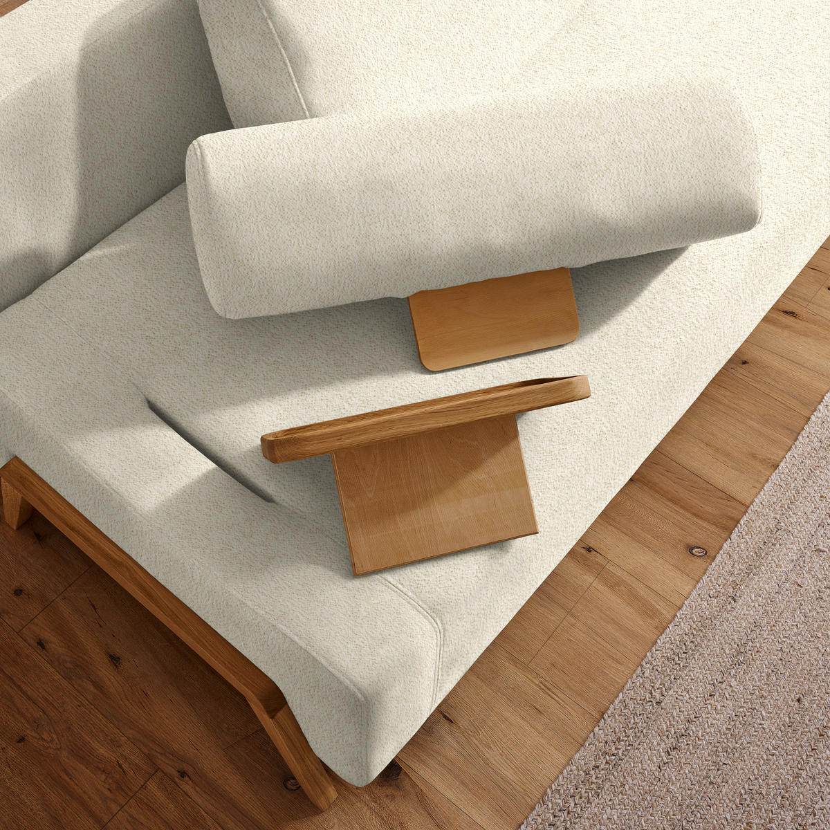 SCHLAFSOFA in Holz, Textil Creme  - Creme/Naturfarben, Design, Holz/Textil (211/88/102cm) - Niels Andersson