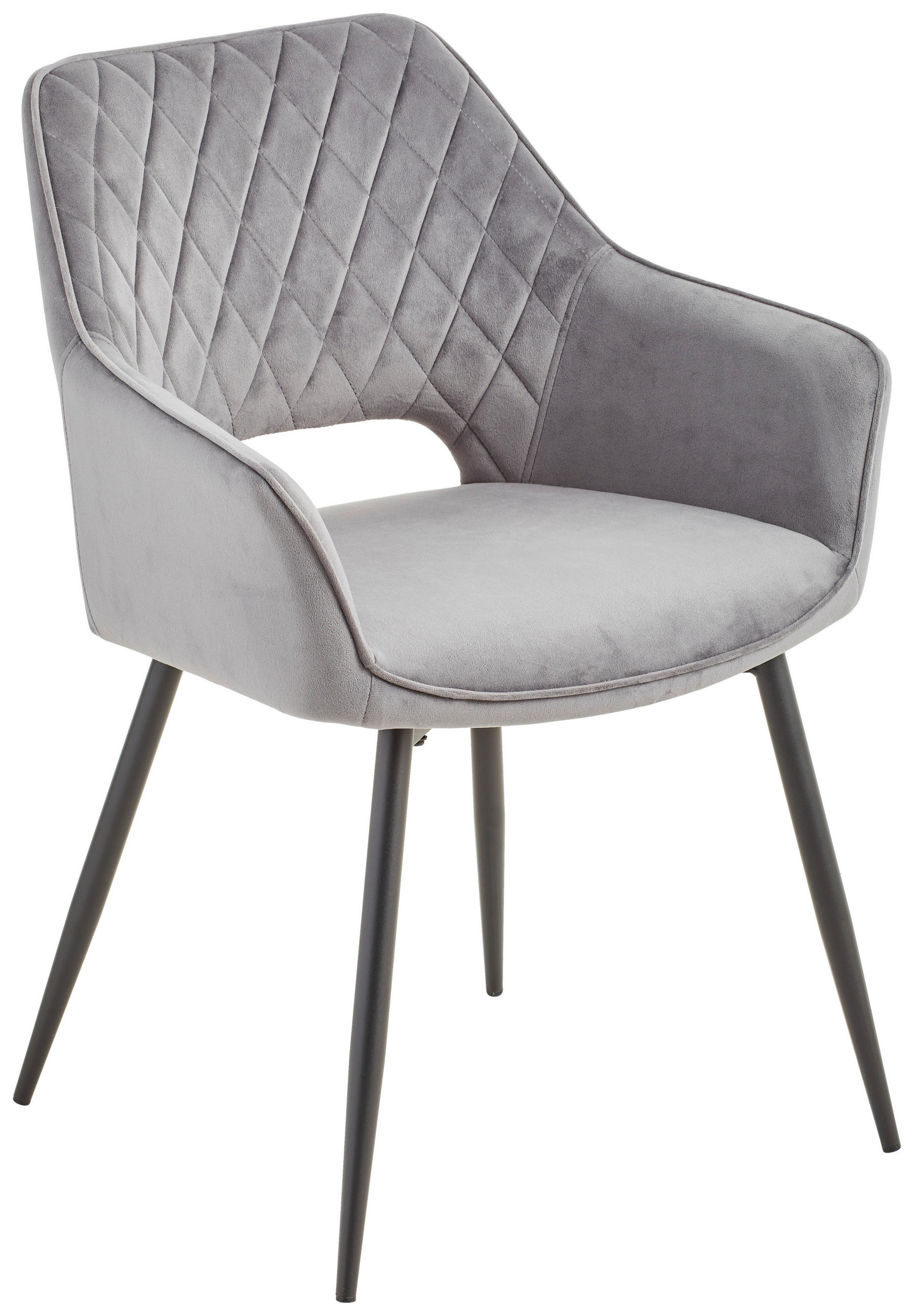 ARMLEHNSTUHL  in Eisen Samt  - Dunkelgrau/Schwarz, KONVENTIONELL, Holz/Textil (56/80,5/56cm) - MID.YOU