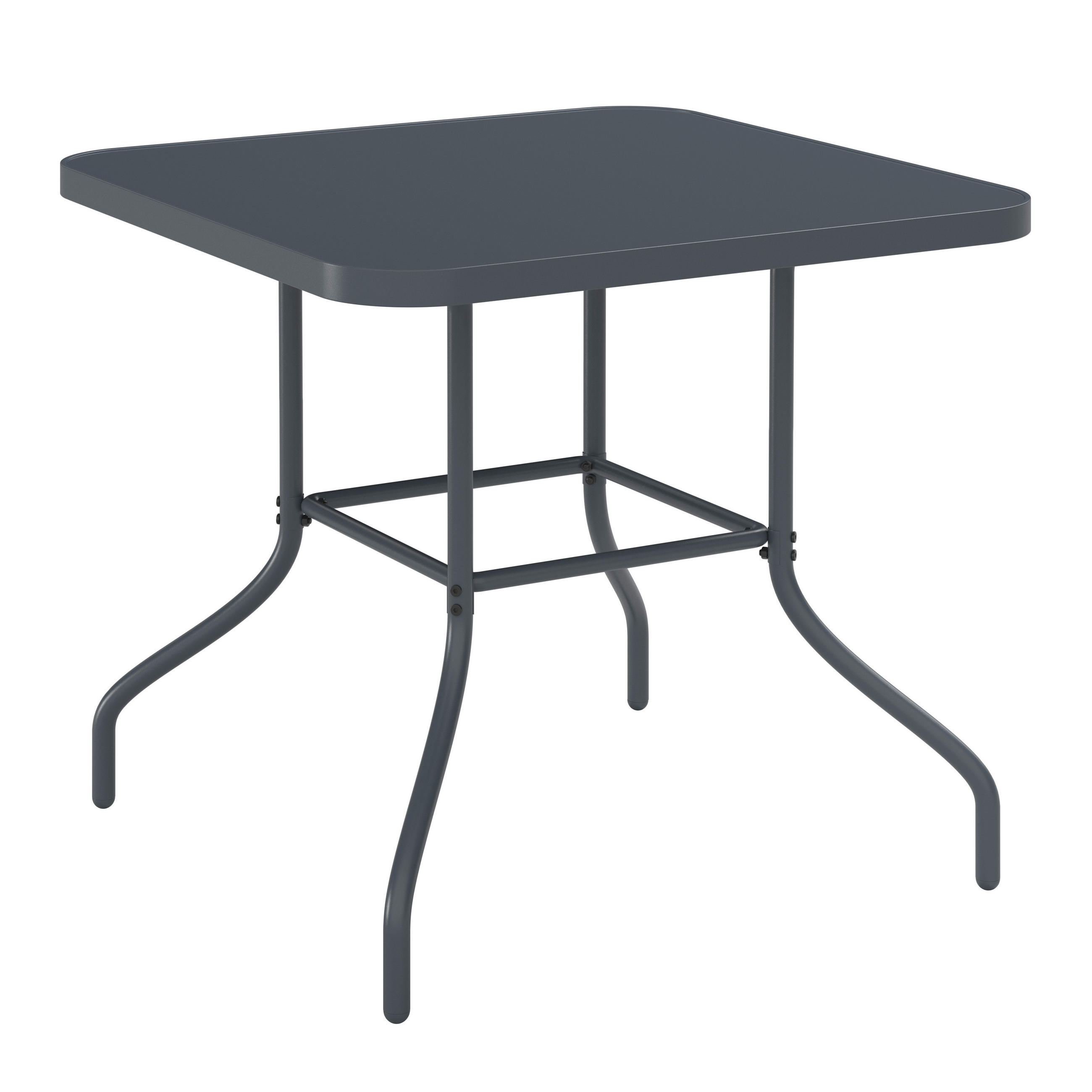 KERTI ASZTAL 80/80/70 cm   - sötétszürke, Modern, Üveg/fém (80/80/70cm) - Xora