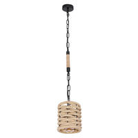 HÄNGELEUCHTE 15/150 cm    - Schwarz/Braun, Lifestyle, Naturmaterialien/Metall (15/150cm) - Globo