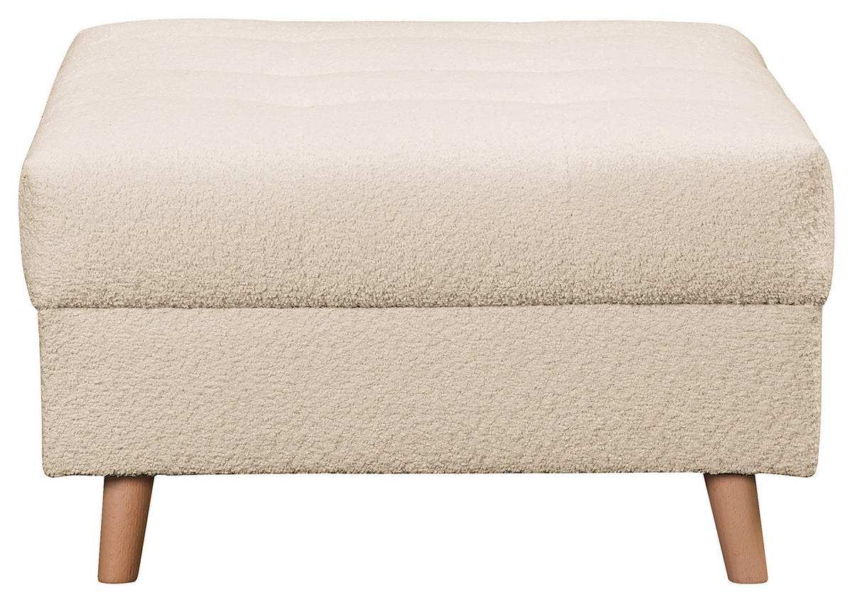ECKSOFA inkl. Hocker Ariella Weiß Bouclé  - Naturfarben/Weiß, Design, Holz/Textil (161/231cm) - Livetastic
