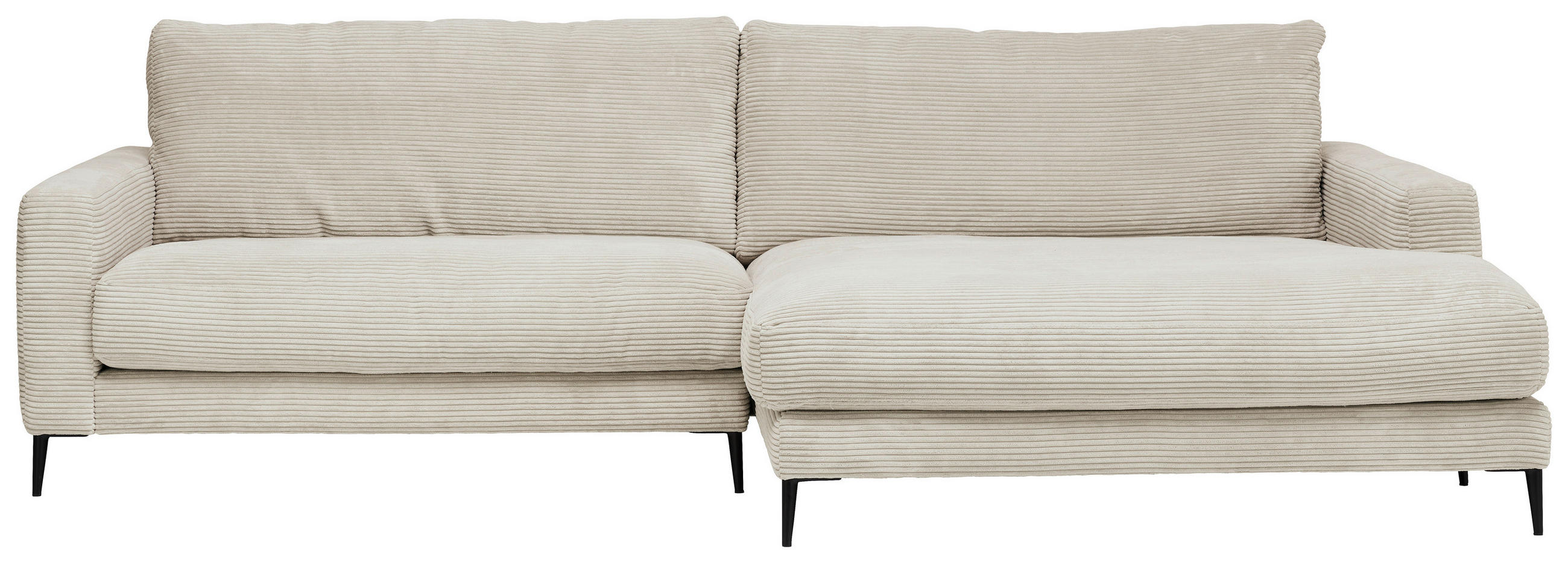 ECKSOFA in Cord Naturfarben, Beige  - Beige/Schwarz, Design, Textil/Metall (272/190cm) - Lomoco