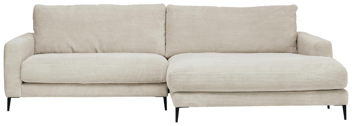 ECKSOFA in Cord Naturfarben, Beige  - Beige/Schwarz, Design, Textil/Metall (272/190cm) - Lomoco