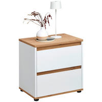 NOČNA OMARICA, bela, hrast artisan  - bela/hrast artisan, Moderno, leseni material (50/50/38cm) - Carryhome