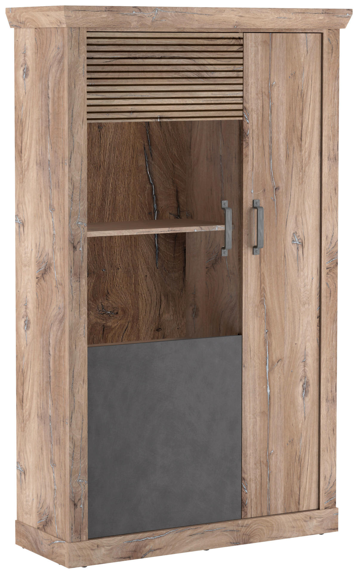 VITRÍNA, antracitová, farba duba, 106,3/173,7/40 cm - čierna/farba duba, Konventionell, kompozitné drevo/plast (106,3/173,7/40cm) - Livetastic