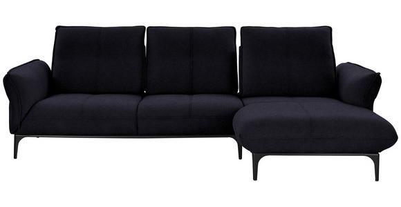 ECKSOFA in Echtleder Schwarz  - Schwarz, Natur, Leder (277/182cm) - Valnatura