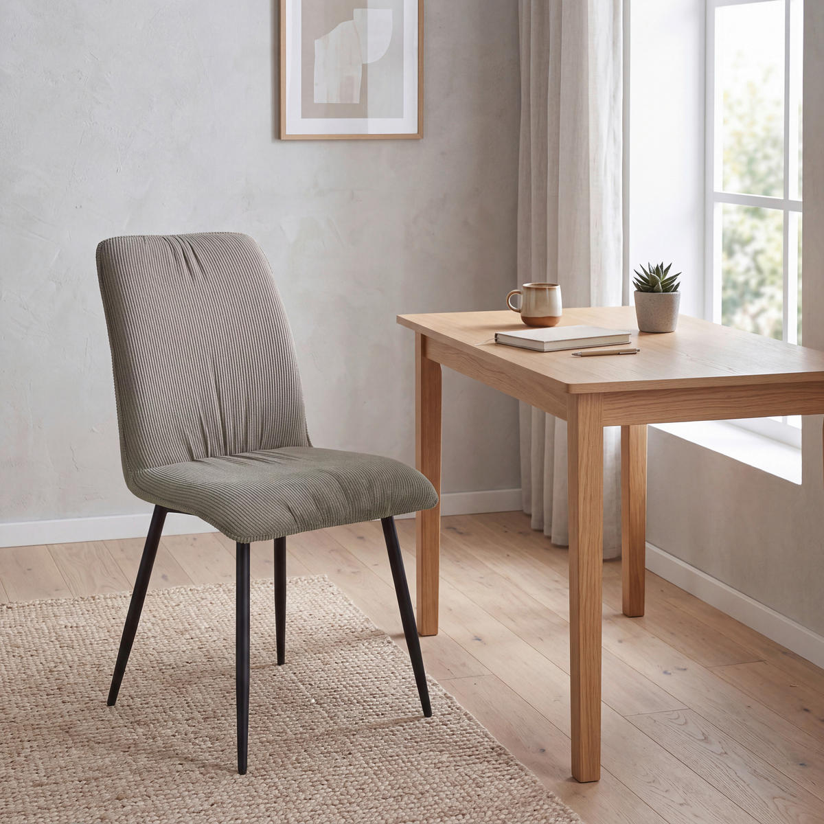 STOL, kovina, tekstil rjava, črna  - črna/rjava, Design, kovina/tekstil (49/90/61cm) - Stylife