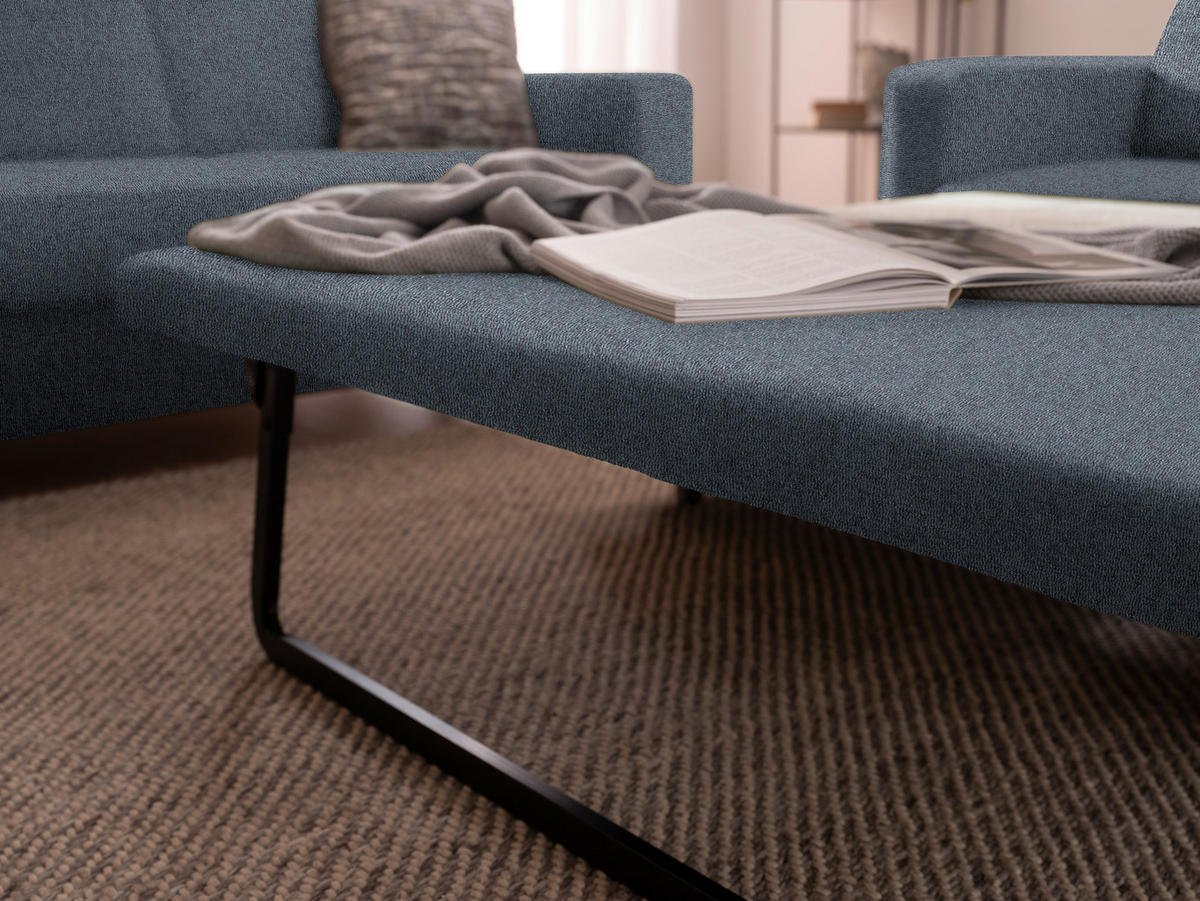 3-SITZER-SOFA Flachgewebe Blau  - Chromfarben/Blau, Design, Textil/Metall (195/83/85cm) - Xora