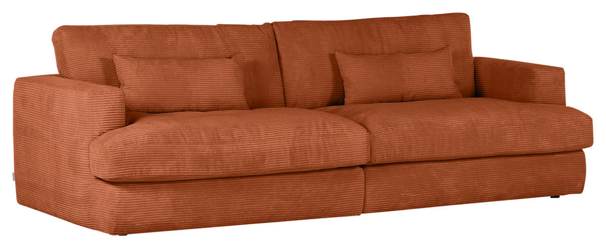 BIGSOFA in Cord Kupferfarben  - Schwarz/Kupferfarben, Romantik / Landhaus, Kunststoff/Textil (270/67/120cm) - Landscape