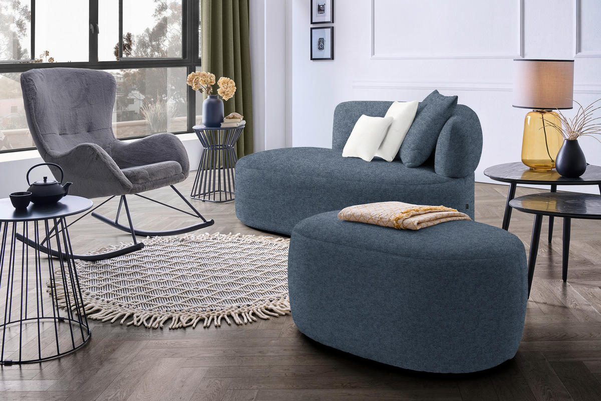 RÉCAMIERE in Chenille Blau, Beige  - Blau/Beige, MODERN, Kunststoff/Textil (166/86/105cm) - Hom`in