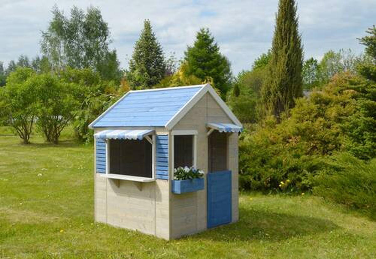 SPIELHAUS 120/155/120 cm  - Blau/Naturfarben, KONVENTIONELL, Holz (120/155/120cm) - Ambia Garden