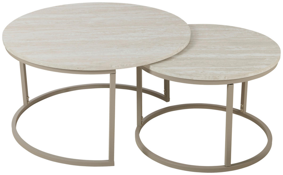 COUCHTISCHSET 60-80/60-80/42-45 cm rund Hellgrau  - Hellgrau, Design, Holzwerkstoff/Metall (60-80/60-80/42-45cm) - home24