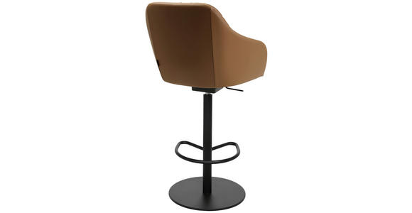 BARHOCKER in Metall, Leder Cognac - Cognac/Schwarz, Design, Leder/Metall (59/109,5-120/42cm) - Johann Jakob