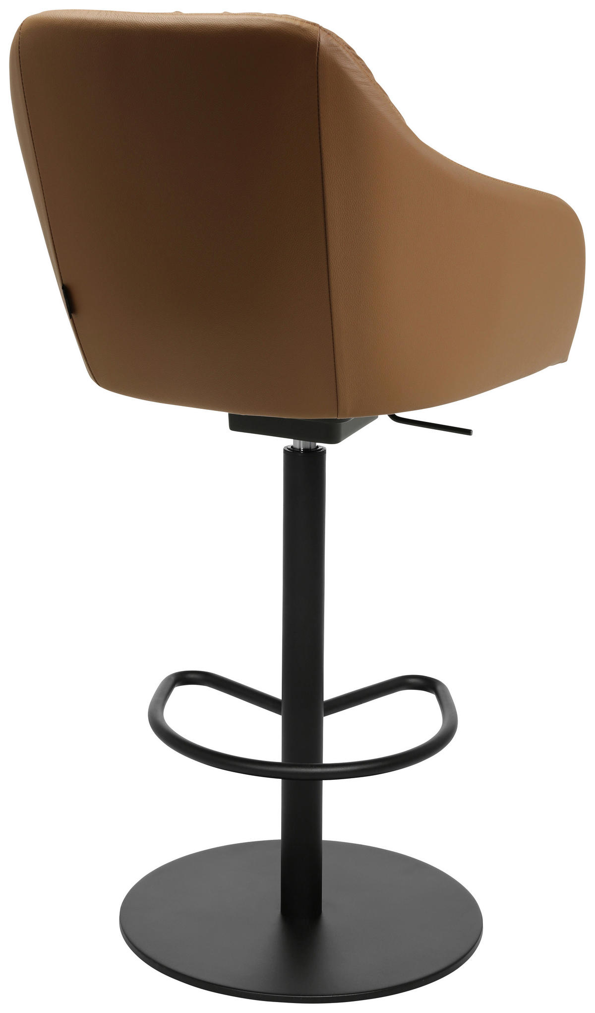 BARHOCKER in Metall, Leder Cognac  - Cognac/Schwarz, Design, Leder/Metall (59/109,5-120/42cm) - Johann Jakob