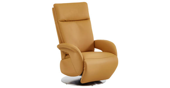 RELAXSESSEL in Leder Currygelb  - Currygelb/Edelstahlfarben, Design, Leder/Metall (70/108/80cm) - Cantus