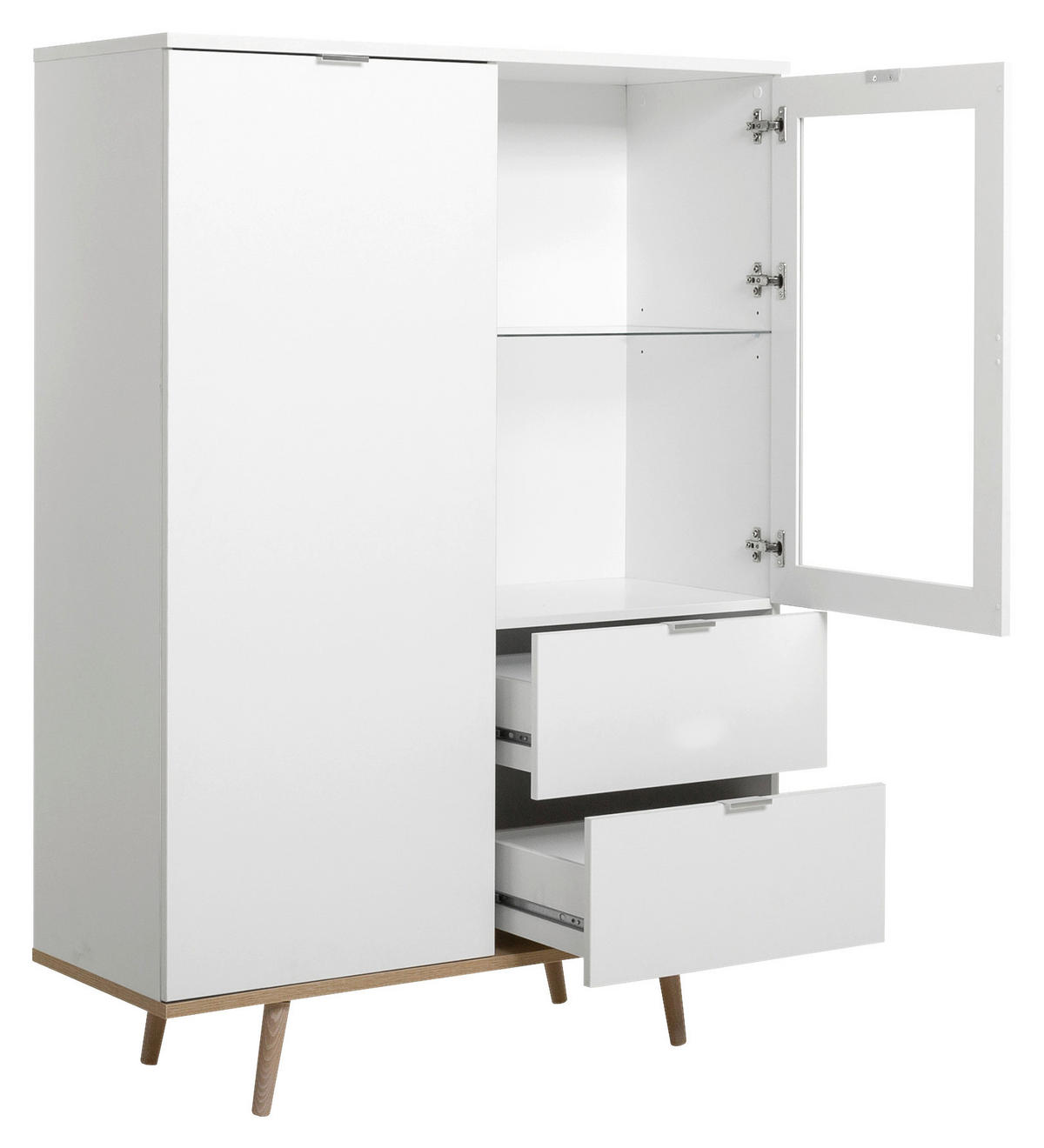 HIGHBOARD 100/140/40 cm  - Weiss/Eichefarben, Konventionell, Glas/Holz (100/140/40cm) - MID.YOU