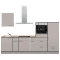 KÜCHENLEERBLOCK 300 cm   in Grau, Eiche dunkel  - Eiche dunkel/Edelstahlfarben, MODERN, Holzwerkstoff/Metall (300cm) - Nobilia