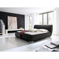 POLSTERBETT 180/200 cm  in Schwarz  - Chromfarben/Schwarz, Design, Holz/Textil (180/200cm) - Livetastic