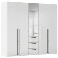DREHTÜRENSCHRANK 251/223/61 cm,  in Weiß, Weiß Hochglanz, 5-türig  - Chromfarben/Weiß Hochglanz, Basics, Glas/Holzwerkstoff (251/223/61cm) - Novel