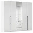DREHTÜRENSCHRANK 251/223/61 cm,  in Weiß, Weiß Hochglanz, 5-türig  - Chromfarben/Weiß Hochglanz, Basics, Glas/Holzwerkstoff (251/223/61cm) - Novel