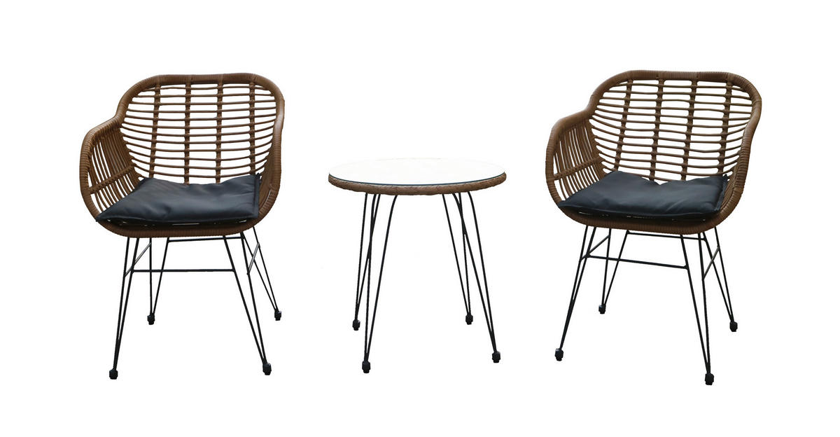 BALKONSET  - Dunkelgrau/Naturfarben, MODERN, Glas/Kunststoff - Ambia Garden