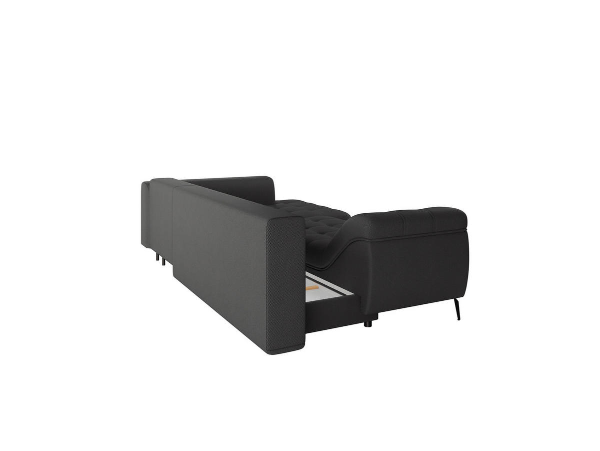 Ecksofa inkl. Funktionen in Webstoff Anthrazit  - Anthrazit/Schwarz, Modern, Textil/Metall (279/177cm)