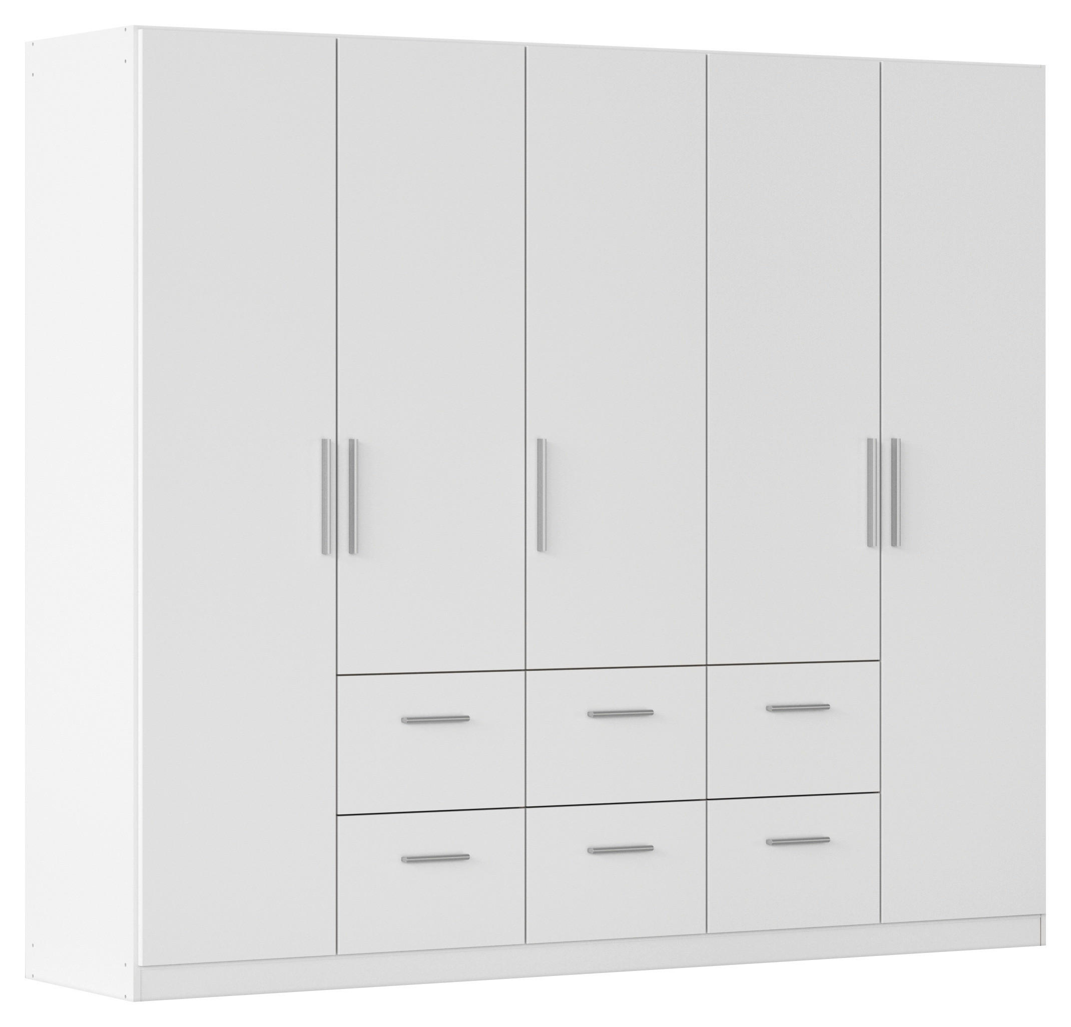 DREHTÜRENSCHRANK 226/197/54 cm,  in Weiß, 5-türig  - Alufarben/Weiß, KONVENTIONELL, Holzwerkstoff/Kunststoff (226/197/54cm) - home24