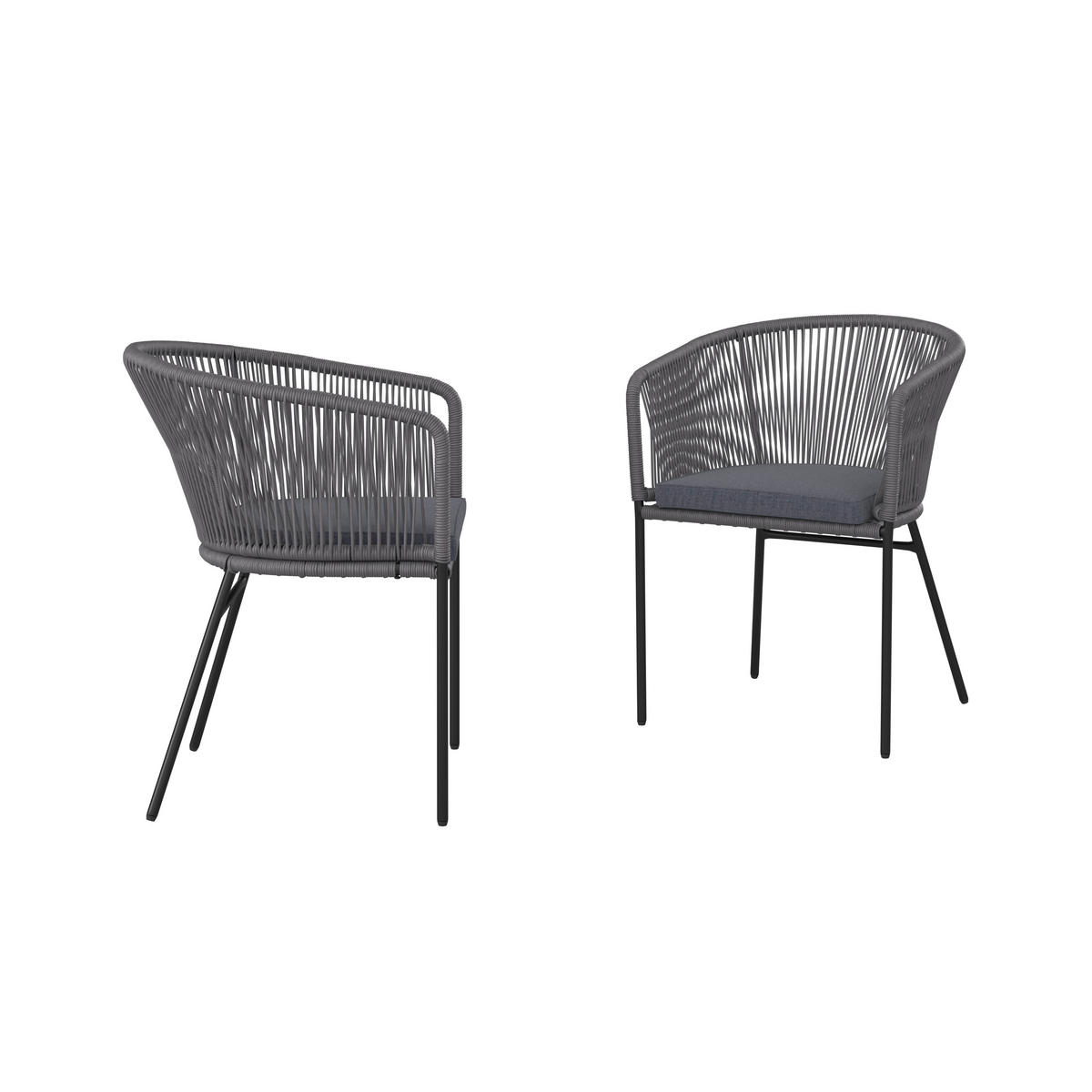 SADA ZAHRADNÍCH KŘESEL, kov, textil - šedá/černá, Moderní, kov/textil (56/59/72cm) - Ambia Garden