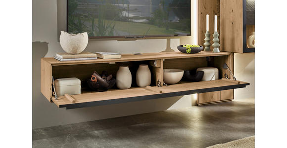 WOHNWAND  in Anthrazit, Kastanienfarben  273,8/205,5/39,5 cm  - Kastanienfarben/Anthrazit, Natur, Glas/Holz (273,8/205,5/39,5cm) - Valnatura