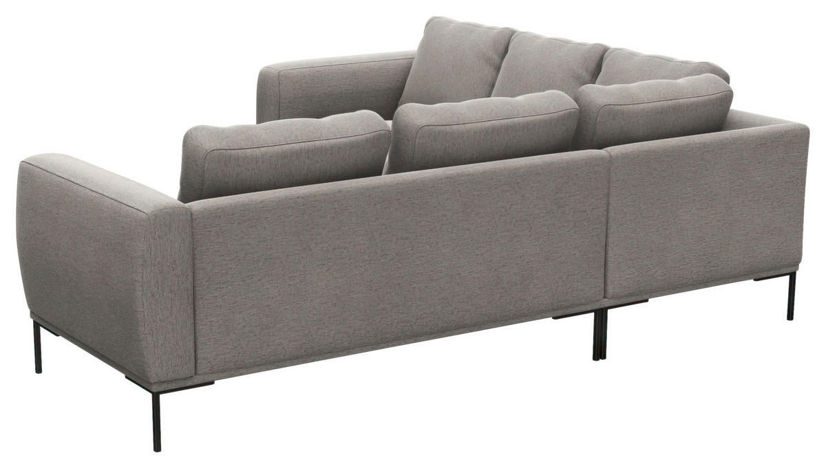 ECKSOFA Grau Webstoff, Flachgewebe  - Schwarz/Grau, Design, Textil/Metall (219/252cm) - Livetastic