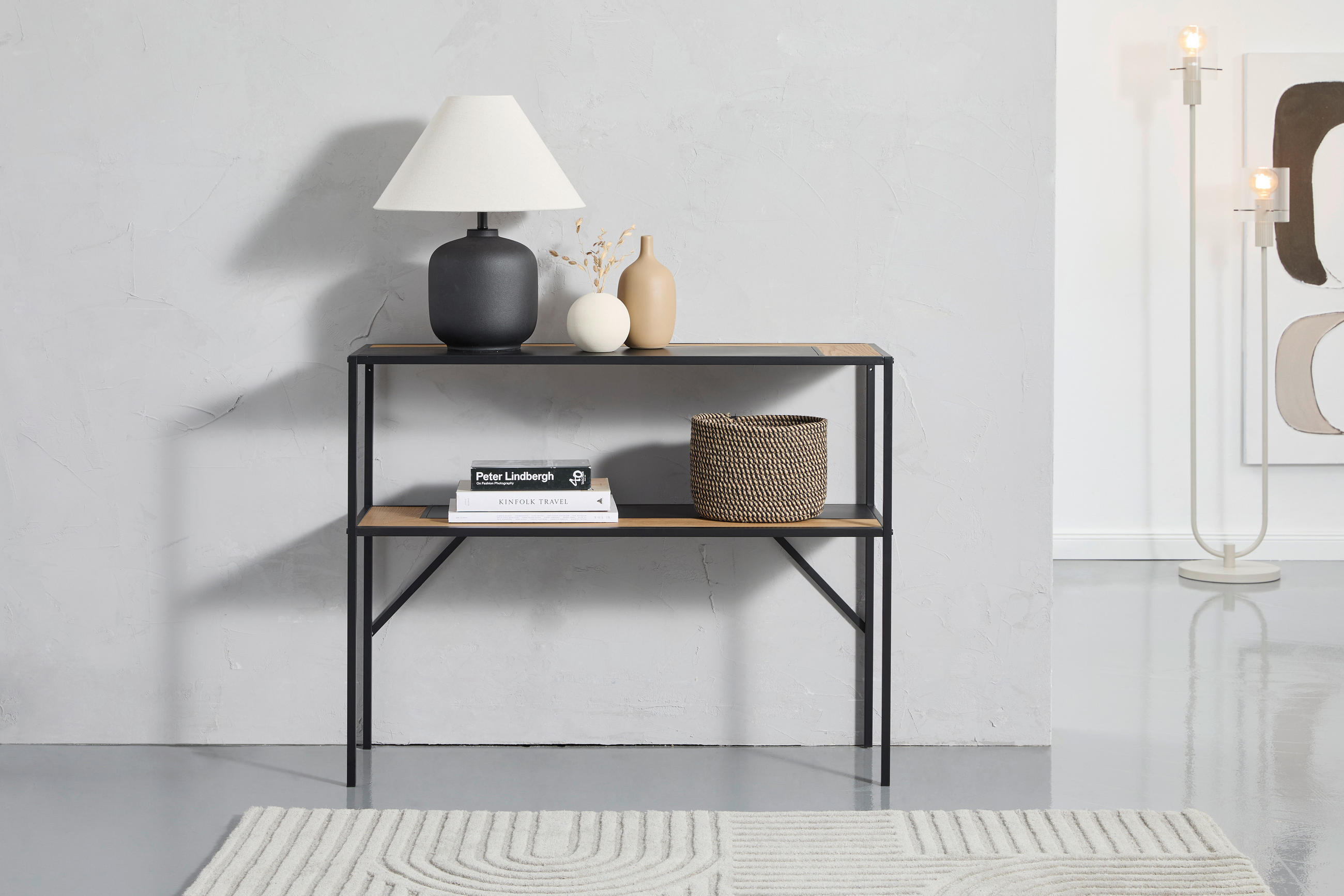 MASĂ TIP CONSOLĂ in lemn, metal, material pe bază de lemn   100/79/35 cm  - culoare natur/negru, Design, lemn/metal (100/79/35cm) - MID.YOU