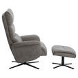 RELAXSESSELSET Mikrofaser Relaxfunktion, Hocker    - Schwarz/Grau, Design, Textil/Metall (81/105,5/86,5cm) - Xora