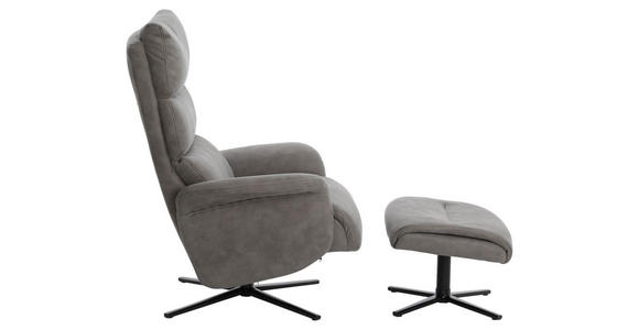 RELAXSESSELSET Mikrofaser Relaxfunktion, Hocker    - Schwarz/Grau, Design, Textil/Metall (81/105,5/86,5cm) - Xora