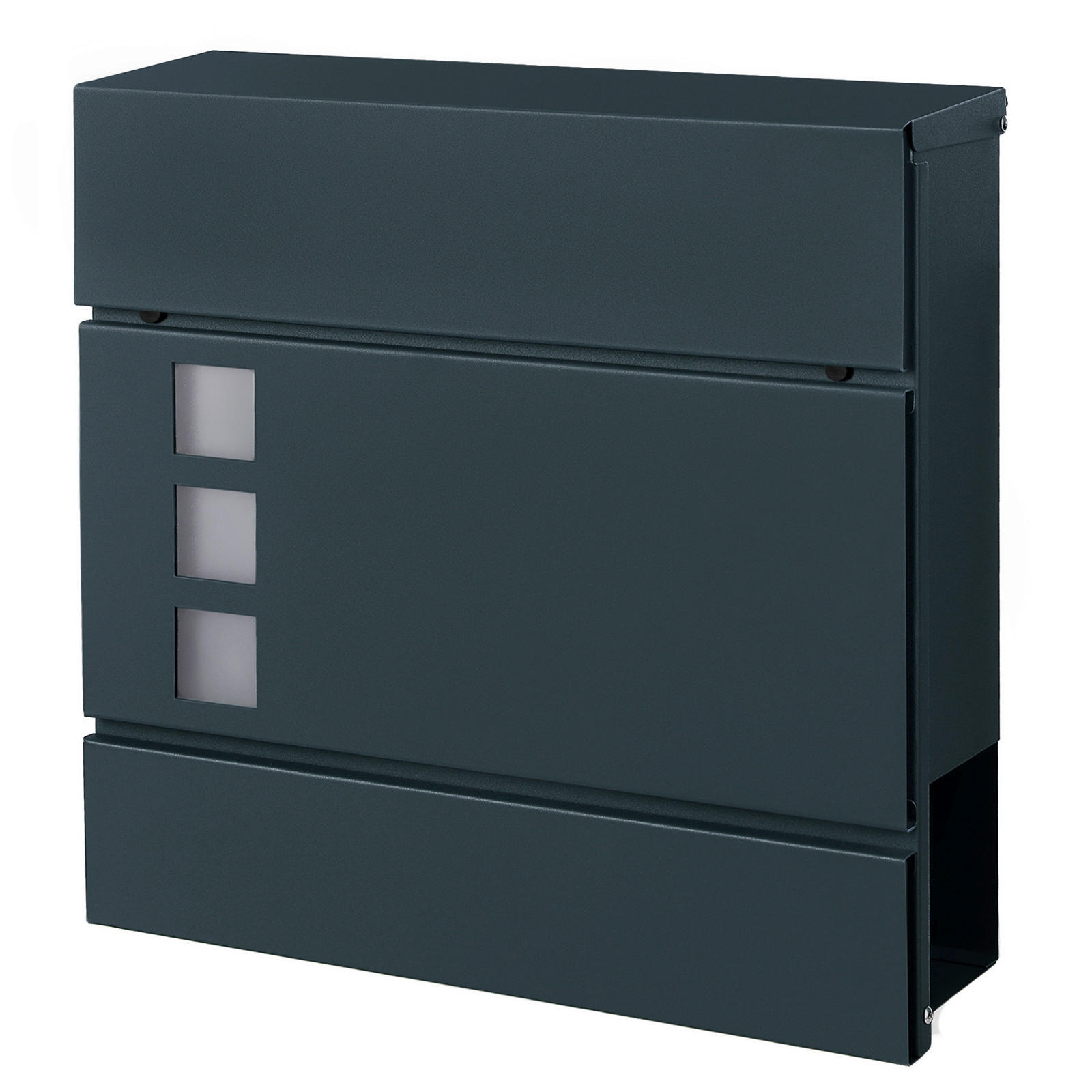 BRIEFKASTEN  - Dunkelgrau, Basics, Kunststoff/Metall (37/37/10.5cm)
