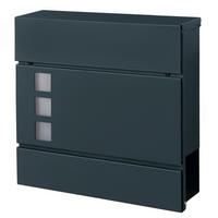 BRIEFKASTEN  - Dunkelgrau, Basics, Kunststoff/Metall (37/37/10.5cm)