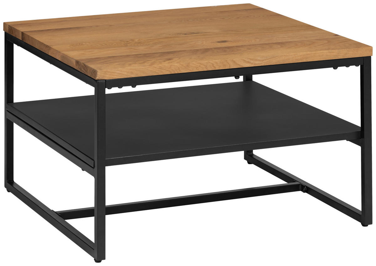 COUCHTISCH in Holz, Metall 70/70/45,5 cm  - Schwarz/Naturfarben, Design, Holz/Metall (70/70/45,5cm) - MID.YOU