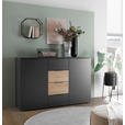 SIDEBOARD 135/89/40 cm  in Graphitfarben, Eichefarben  - Eichefarben/Schwarz, KONVENTIONELL, Holzwerkstoff/Kunststoff (135/89/40cm) - Carryhome