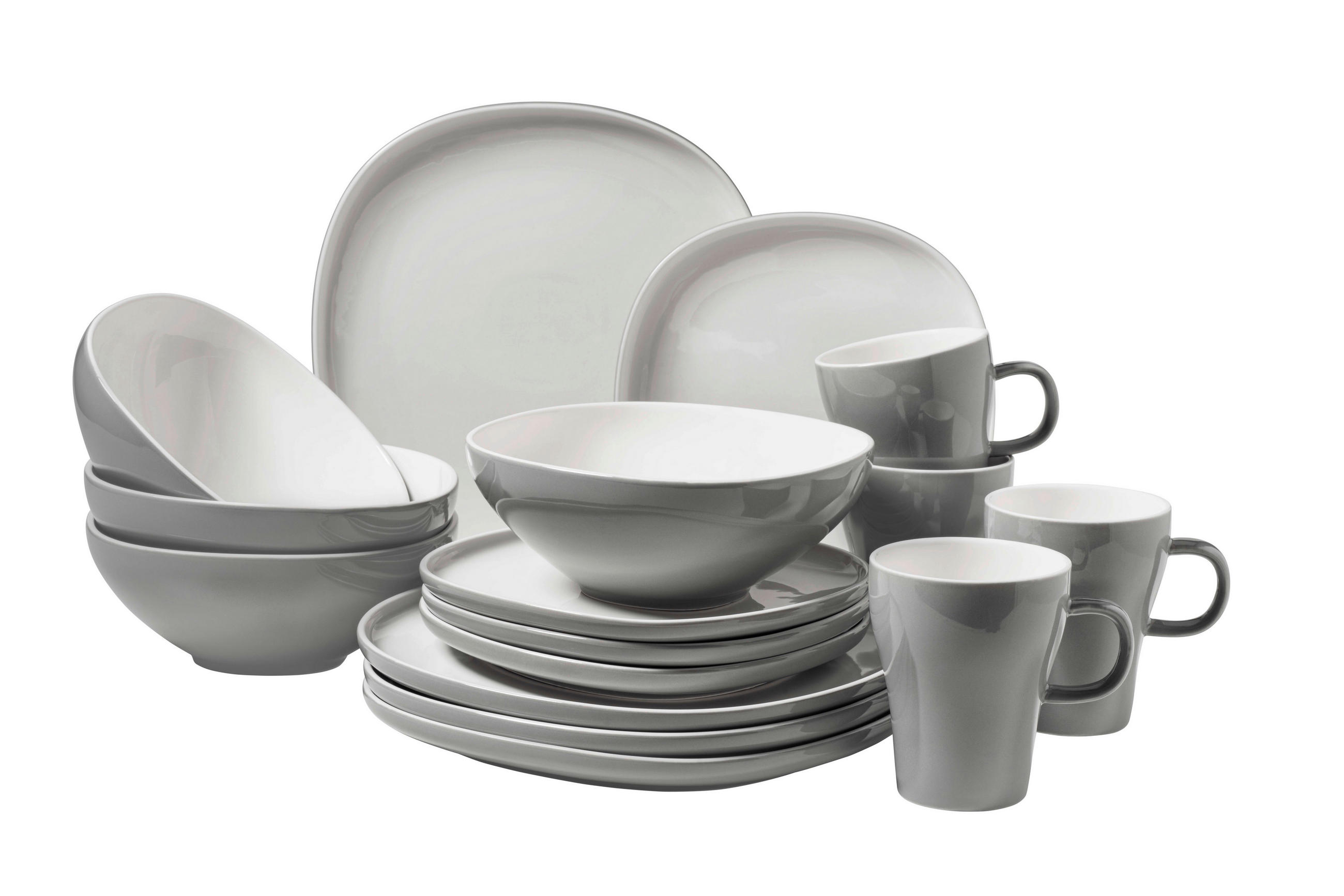 KOMBISERVICE 16-teilig  - Grau, Basics, Keramik - Mäser