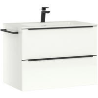 WASCHTISCHKOMBI 81 cm  - Edelstahlfarben/Weiß Hochglanz, MODERN, Holzwerkstoff/Stein (81cm) - Nobilia