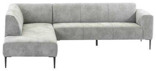 ECKSOFA Hellgrau Mikrofaser  - Hellgrau/Schwarz, MODERN, Textil/Metall (215/265cm) - W.Schillig